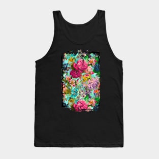 Cool Vintage floral pattern heaven, shabby chic, plants pattern, botanical illustration, blue vintage floral Tank Top